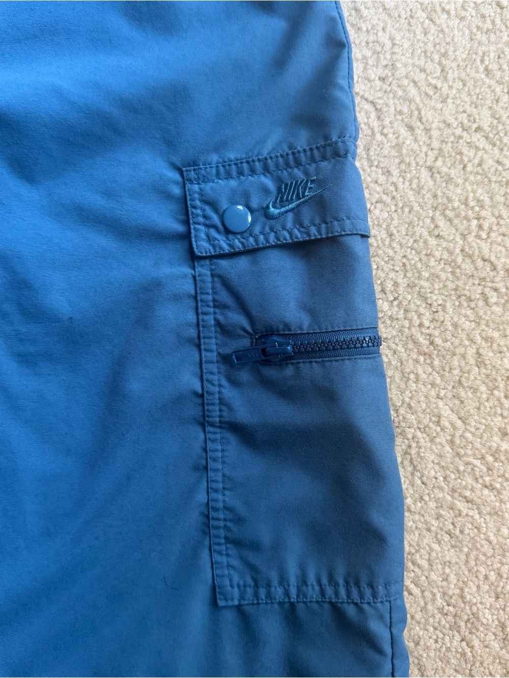 Vintage Nike Blue Cargo Pants Medium Y2K Nylon Utility Track Parachute Pants - Picture 4 of 8